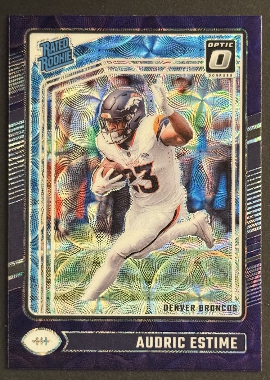 2024 Panini Donruss Optic  Audric Estime Purple Scope Rookie RC #206 Broncos