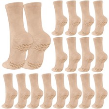 Twistover 8 Pairs Dance Non Slip Socks with Spin Spot Medium, Skin Color