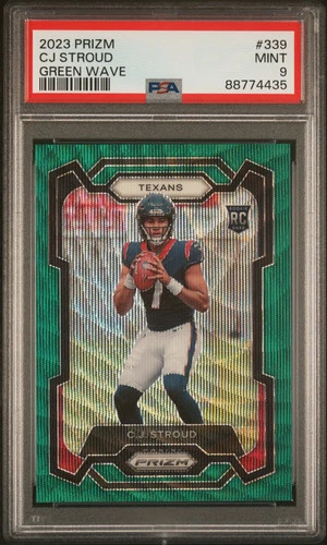 2023 Panini Prizm Football CJ Stroud #339 Green Wave RC PSA 9