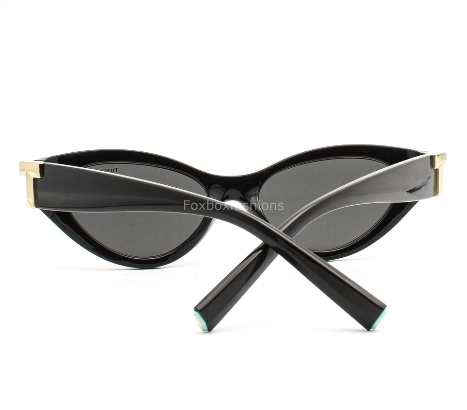 Tiffany & Co Sunglasses TF4225U 8001/S4 Gloss Black Gray Pale Gold Logo w/case - Image 3 of 4