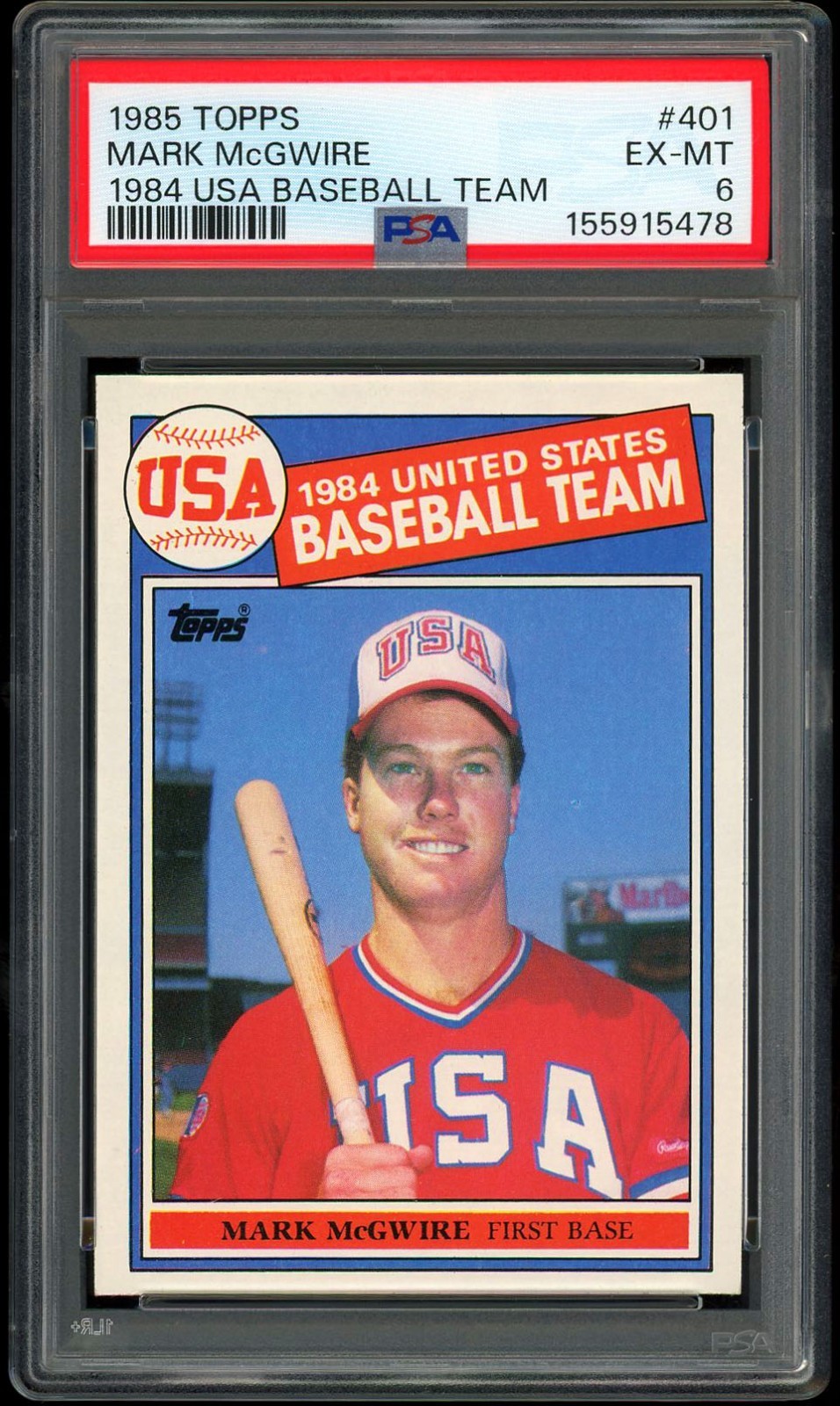 Mark McGwire 1985 Topps USA Baseball Rookie RC 401 PSA 6 EX-MINT