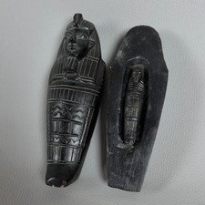 Sarcofago Egizio Con Mummia Scultura Pietra Nera Scolpita Egitto Vintage Xx Sec.