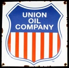 Vintage Union Oil Company Domed Enamel Metal Porcelain Sign 12" X 12" Gasoline