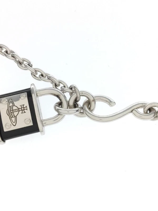 Vivienne Westwood Orbe Candado Negro Cadena Plata Collar Cerradura en Caja/Cordón Foto 4 de 4