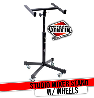 Studio Mixer Stand DJ Cart by GRIFFIN | Rolling Standing Rack On Casters