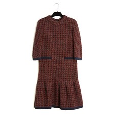 Chanel 2015 Dress Brasserie Gabrielle FR34 36 Burgundy Wool Tweed Dress UK6 US4