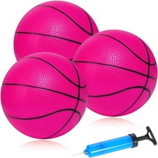 Mini Basketballs 3 Pack - 7inch Small Basketball Size 3 Set with Pump Pink