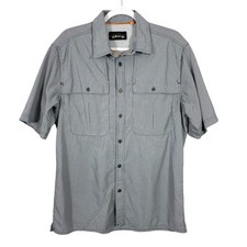 Orvis Shirt Trout Bum Button-Up Fishing Vented Men Size M Gray Short Sleeve.