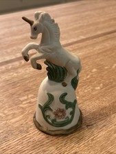 Vintage White Porcelain Rearing Unicorn Bell