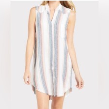 Cloth & Stone Size Medium Linen Blend Striped Dress Anthropologie