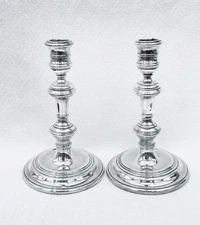 Pair of Georgian Style Sterling Silver Candlesticks - Birmingham, 1961