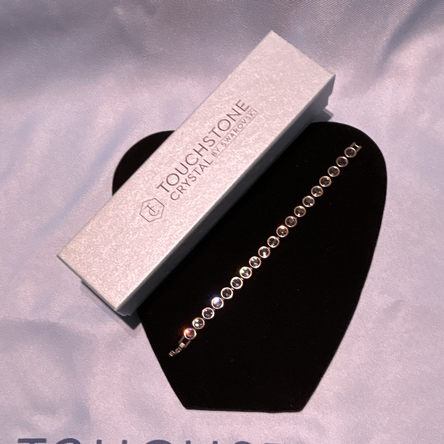 Touchstone Crystal by Swarovski Silver-Tone Tennis Bracelet 19 Crystal Lobster