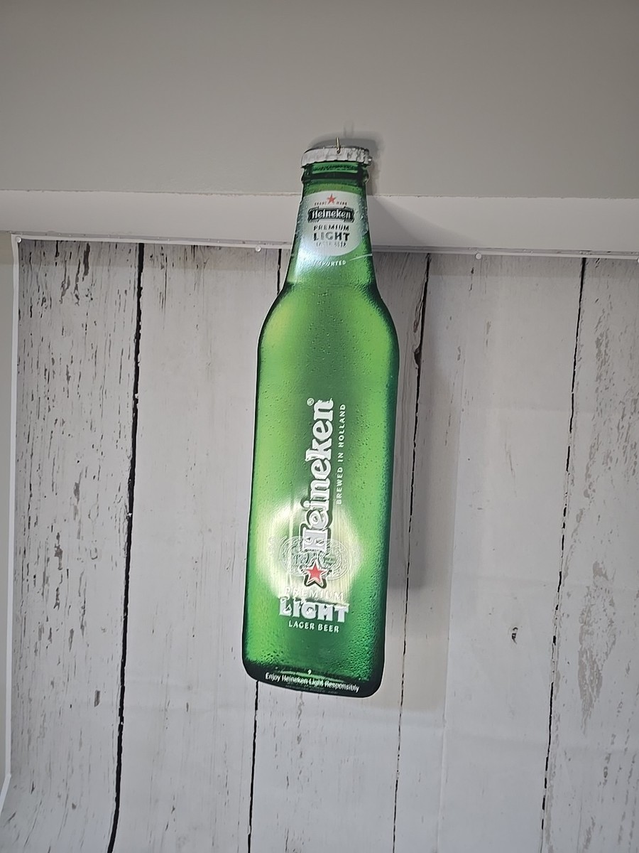 Heineken Tin Sign Light Colorful Beer Bottle Shaped Sign Green 25