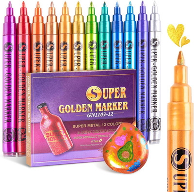 LIGHTWISH Metallic-Marker, Acryl-Farbstifte, Super Goldene, 0,7 Mm Ultrafeine Sp