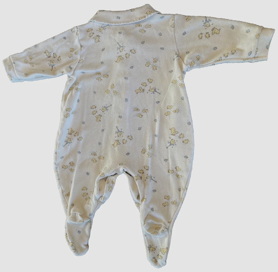 复古 60 年代新生儿婴儿鸭池蜗牛领脚连体睡裙 0-3 个月 — 第 3/4 张图片