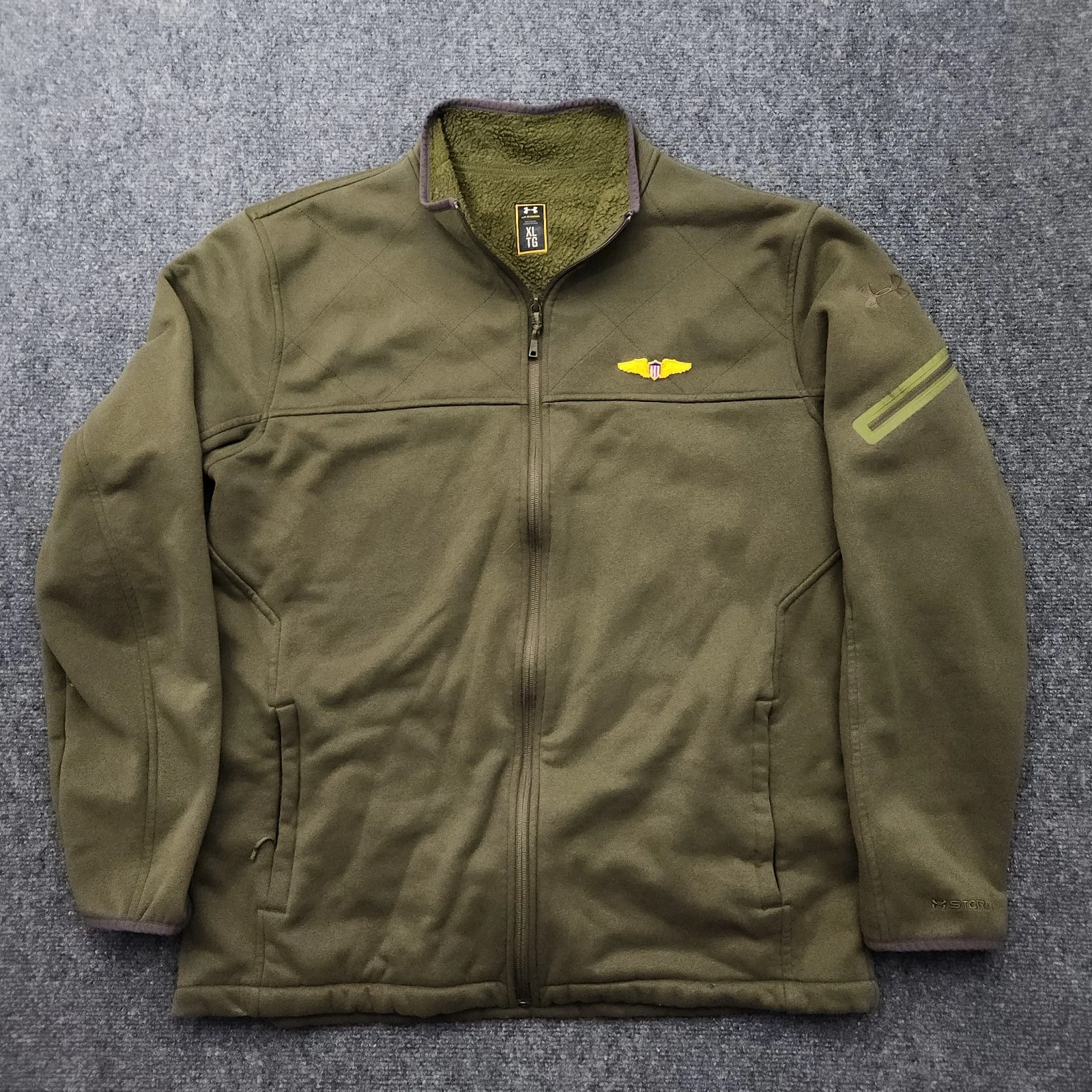 Under Armour Military Green UA Storm Fleece Lined Tactical Full Zip Jacket Sz XL