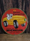 VINTAGE MICHELIN TIRES, FOR SWEET 'CORNERING!' PORCELAIN GAS SIGN TIRE 12"