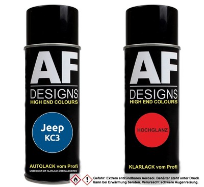 Autolack Spraydose Set  Jeep KC3 Banzai Blue Metallic Basislack Klarlack Sprühdo