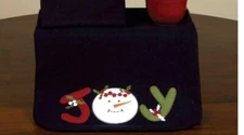 New Primitive Christmas Black Wool APPLIQUED SNOWMAN TABLE RUNNER Topper 36"