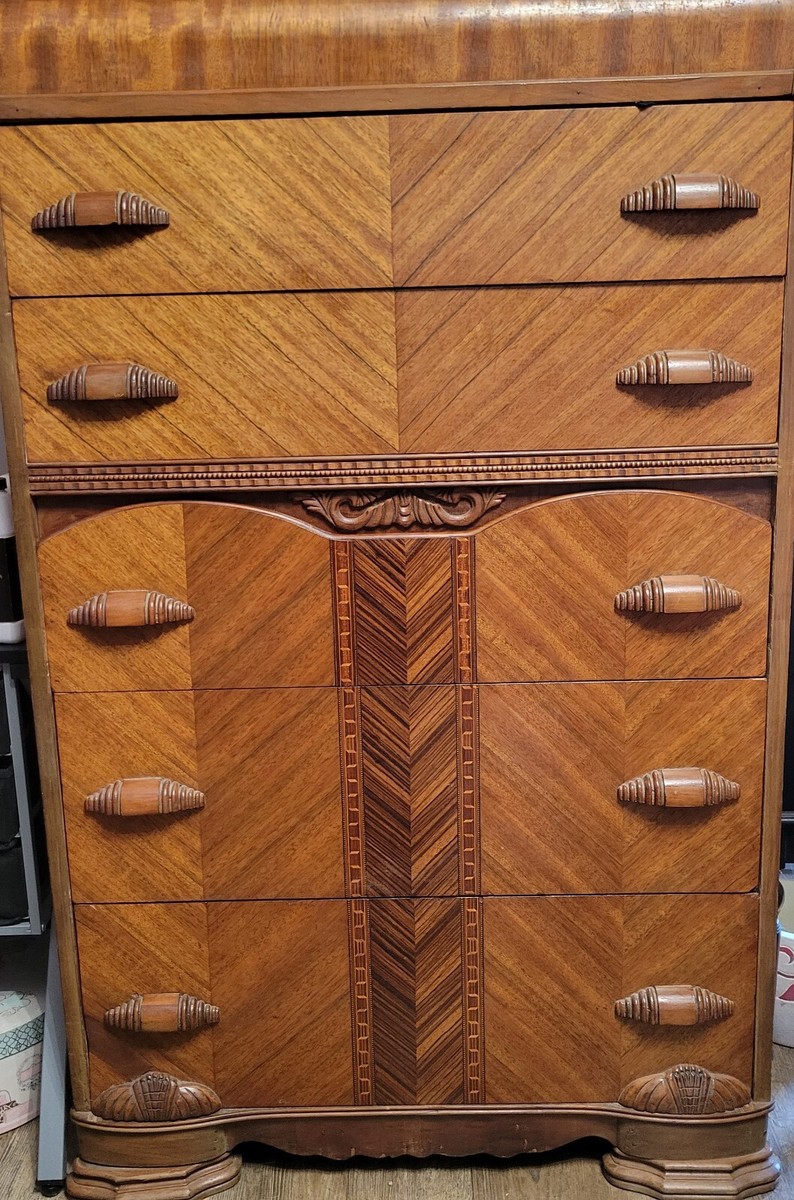 Antique Art Deco 6 Piece Waterfall Bedroom Set With 1940 World