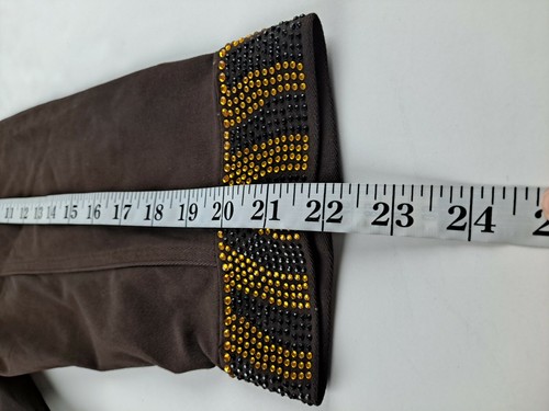 NEW Quacker Factory 3X Brown Jacket Gold Black Rhinestone Studded Jean Denim P - Picture 5 of 10