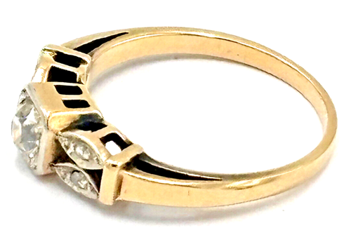 Antiker ArtDeko Goldring 14K/0,585 ca. 0,25Ct. Brillant Altschliff Gr. 55 - Bild 9 von 11