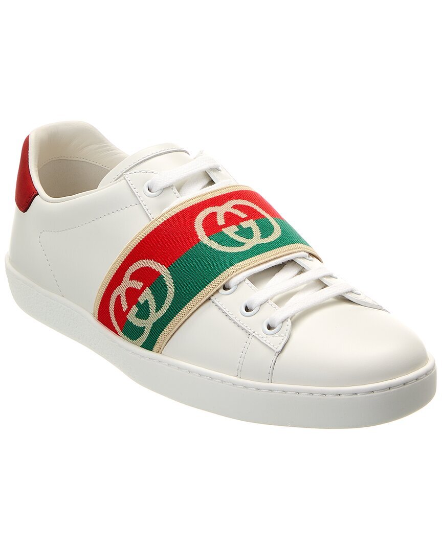 Женские кожаные кроссовки Gucci Interlocking G Белый 34
