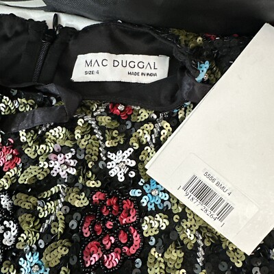 NWT $798 Mac Duggal [ 4 ] Floral Embellished Long Sleeve Gown Black Multi  #J25 | eBay