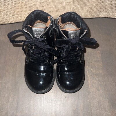 Geox Patent Leather Boots, Shoes Girls, Kids, Size 8.5, Quilted Ankle, Black