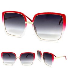 OVERSIZED Exaggerated Vintage Retro Style SUNGLASSES Large Big Red White Frame