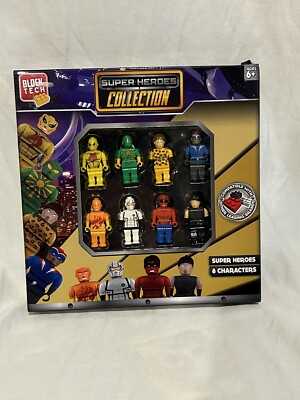 NEW Block Tech Super Heroes Collection, 8 Character Figs Compatible W/ Legos