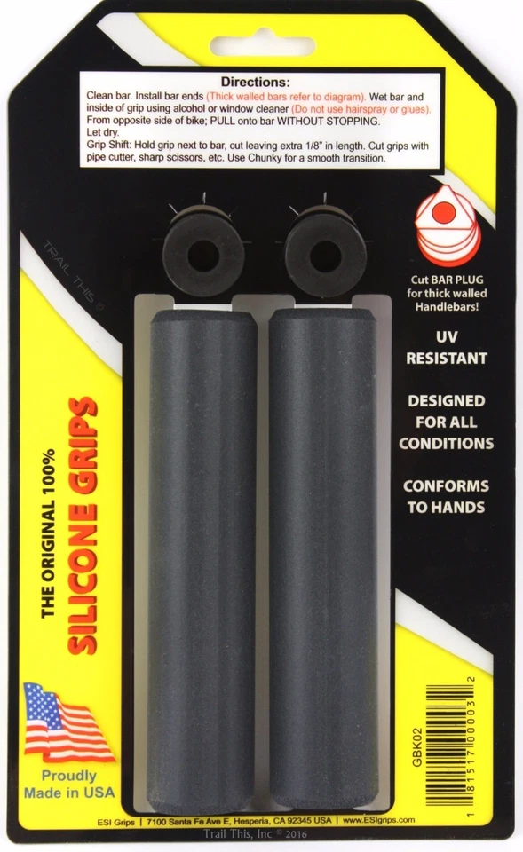 Empuñaduras gruesas ESI para MTB de silicona negra para bicicleta 32 mm / 130 mm Foto 2 de 3