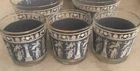 3 Vintage Blue Corinthian Jeanette Jasperware Shots Glasses