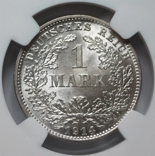 GERMANY Empire 1 Mark 1914 D NGC MS 64 UNC Silver Munich Eagle World War I