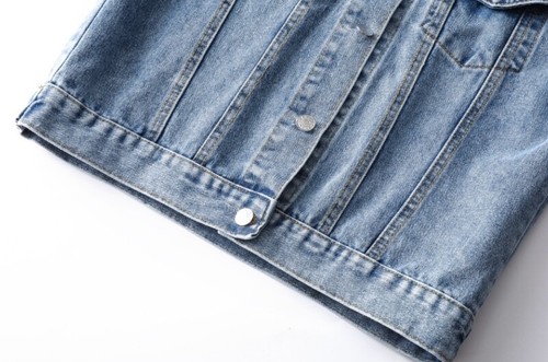 Jeansjacke Damen Blau Knopfleiste Taschen Lockerer Schnitt Casual Streetwear - Bild 7 von 12
