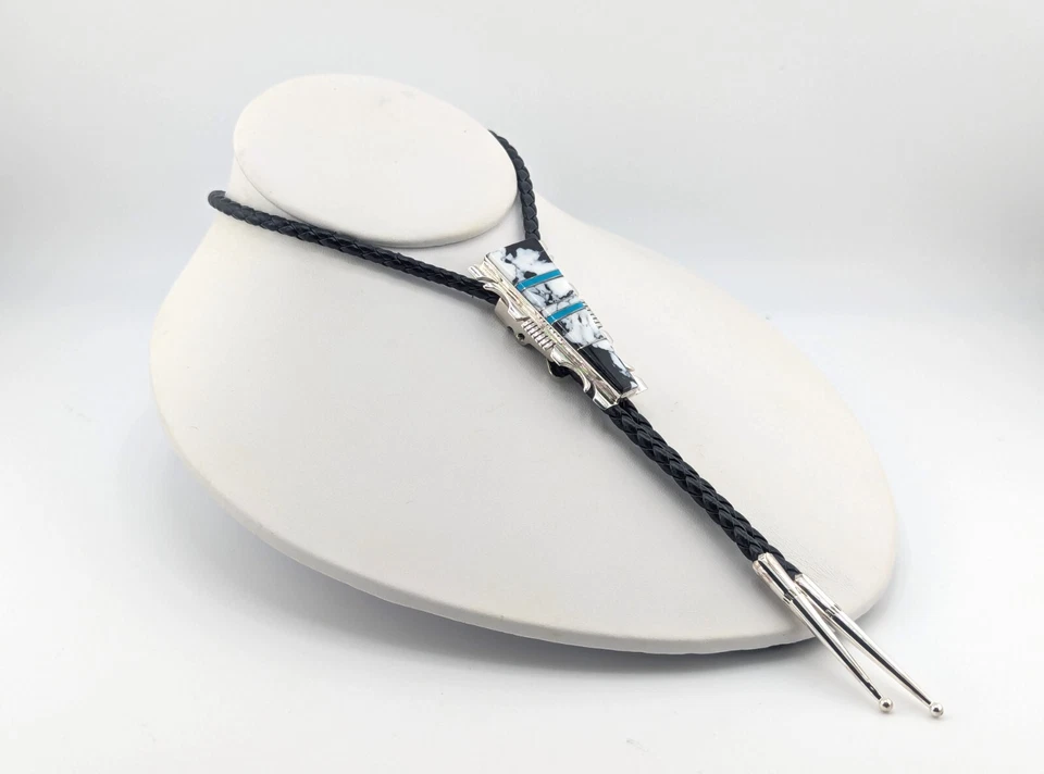 Corbata Navajo Bolo plata esterlina nativo americano occidental joyería para hombre Foto 4 de 4