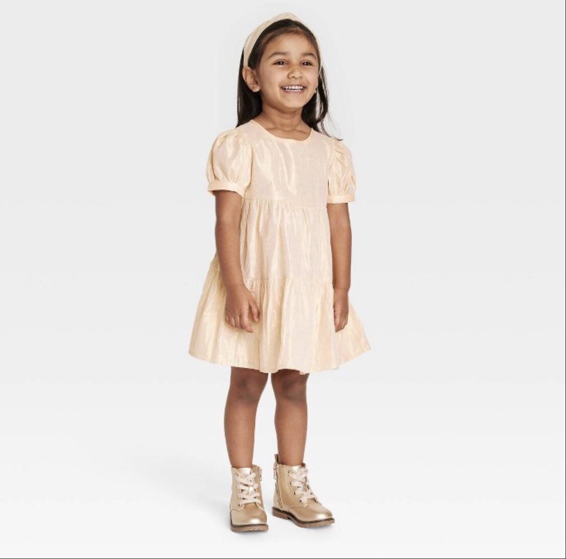 Tddler Girls Cat & Jack Gold Tiered Short Sleeve Dress 2 piece 18M NWT Tddler Girls Cat & Jack Gold Tiered Short Sleeve Dress 2 piece 18M NWT