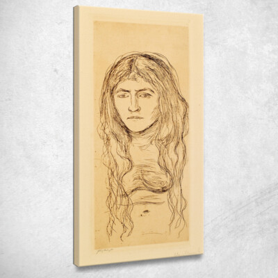 Donna Nuda Della Ragazza Con Capelli Lunghi Edvard Munch, em222 quadro stampato 