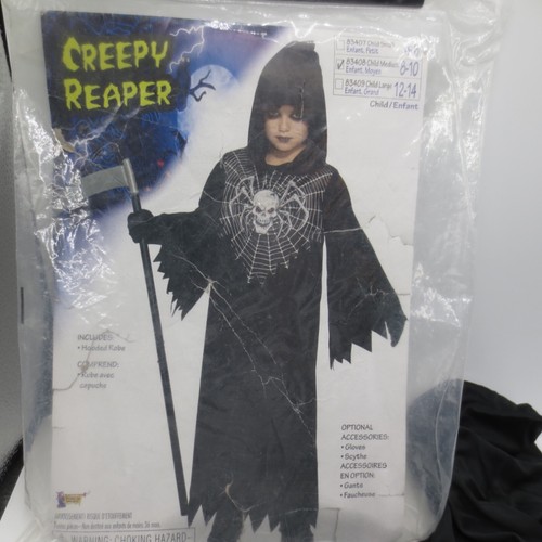 Creepy Reaper Hooded Kids Costume Size Medium 8-10