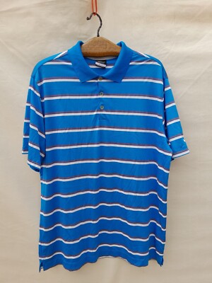 NikeGolf Striped Polo Shirt Men's Extra Large Blue White DRIFIT Tour Performance