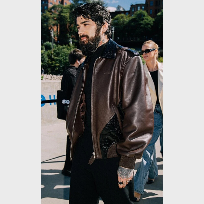 USED 美品【MINOTAUR Inst】 LIGHT ZONE JACKET Zayn Malik Off White Show Bomber Aviator Oversized Brown Black