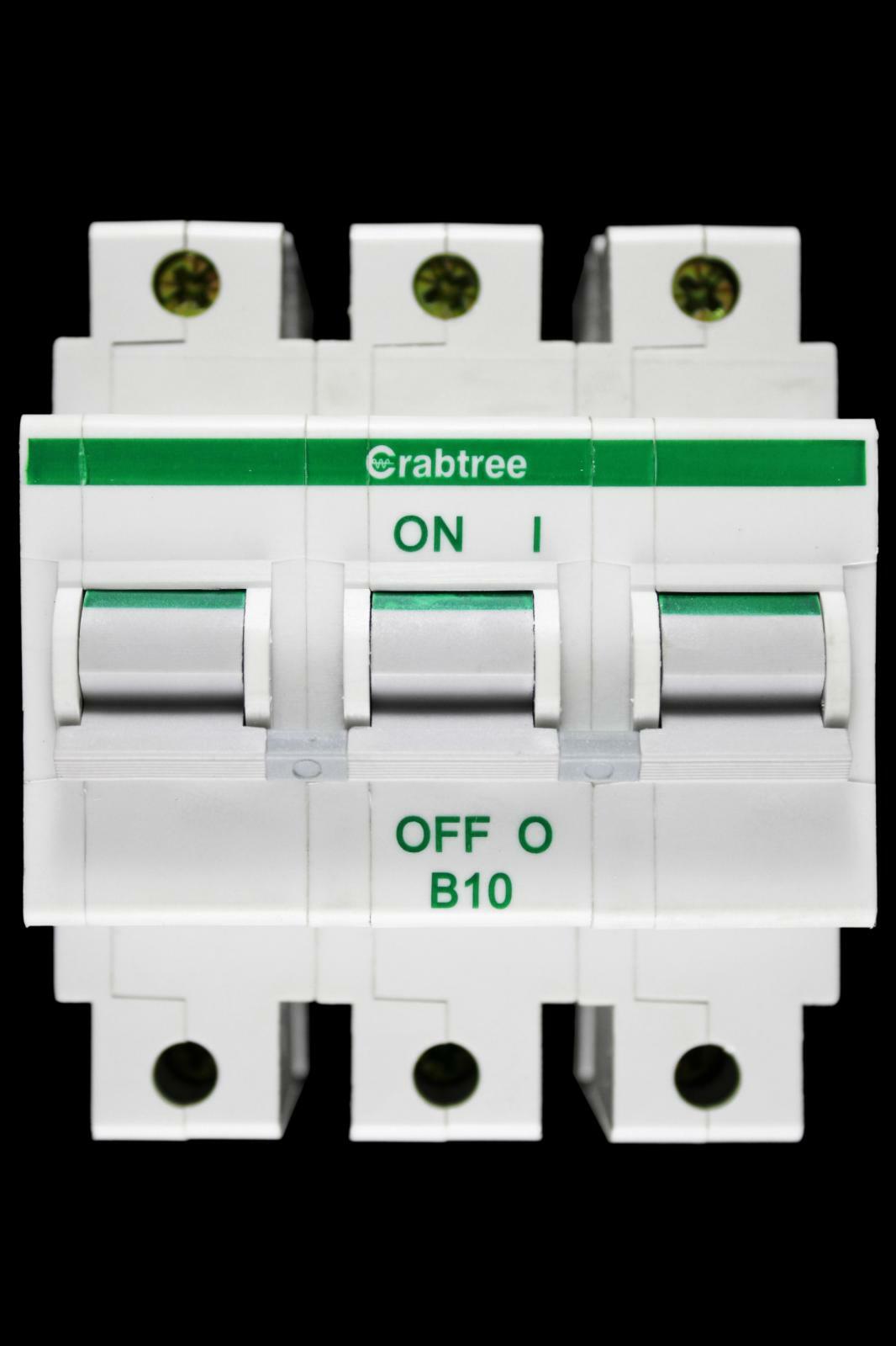 CRABTREE 10 AMP CURVE B 16kA TRIPLE POLE MCB CIRCUIT BREAKER POLESTAR