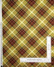 Autumn Fall Plaid Green Fabric 27" Length 44"W Harvest Cotton by Henry Glass