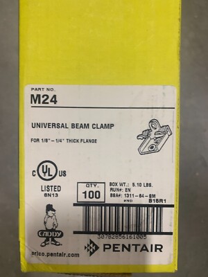 Box Of 100 Caddy M24 For 1/8  - 1/4  Thick Flange Universal Beam Clamp (#2)