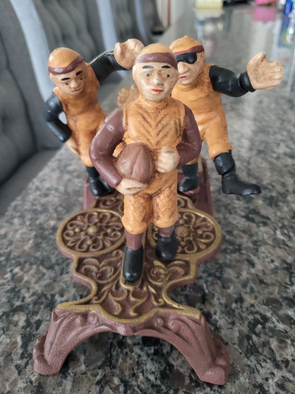Vintage Cast Iron Money Box Piggy Bank Coin Rugby Football