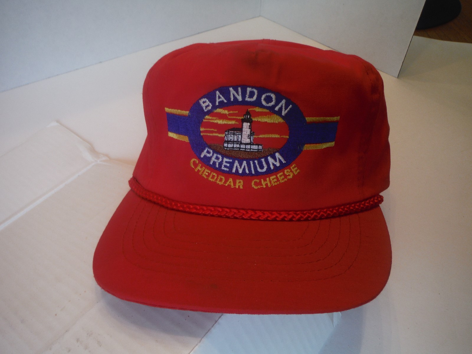 VINTAGE BANDON PREMIUM CHEDDAR CHEESE RED SLIDE CLOSURE HAT CAP eBay