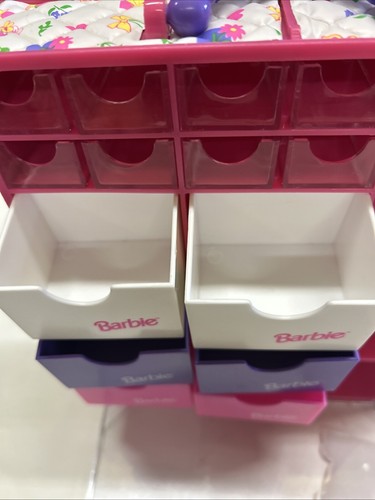1993 Pink Barbie Wardrobe Storage Carrying Case & Accessory Drawers - Picture 9 of 9
