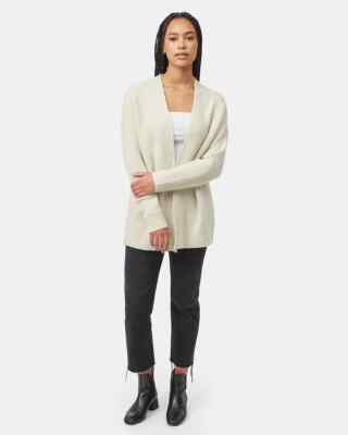Tentree Long Open Cardigan Sweater Silver Cloud Grey Women S Jumper Soft  Cozy