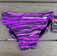 TYR Durafast Crypsis All Ove Swimwear Boys Youth Purple Racer Briefs Size 24 New