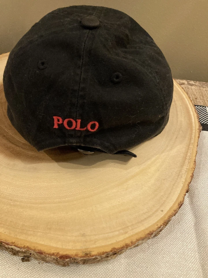 Polo Ralph Lauren Negro Rojo Poni Jóvenes Niños 8-20 Ajustable Correa Trasera Gorra Sombrero Foto 4 de 4